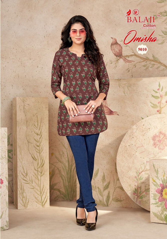 Omisha Vol 5 By Balaji Cotton Tunic Style Short Kurti Wholesale Shop In Surat